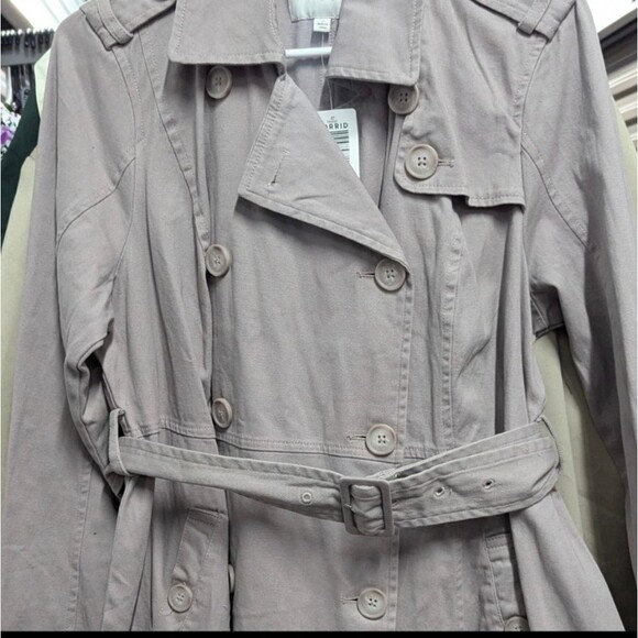 Torrid Size 0x Large 12 Gray Twill Trench Coat with Belt NWT MSRP $79.50 - Picture 9 of 11